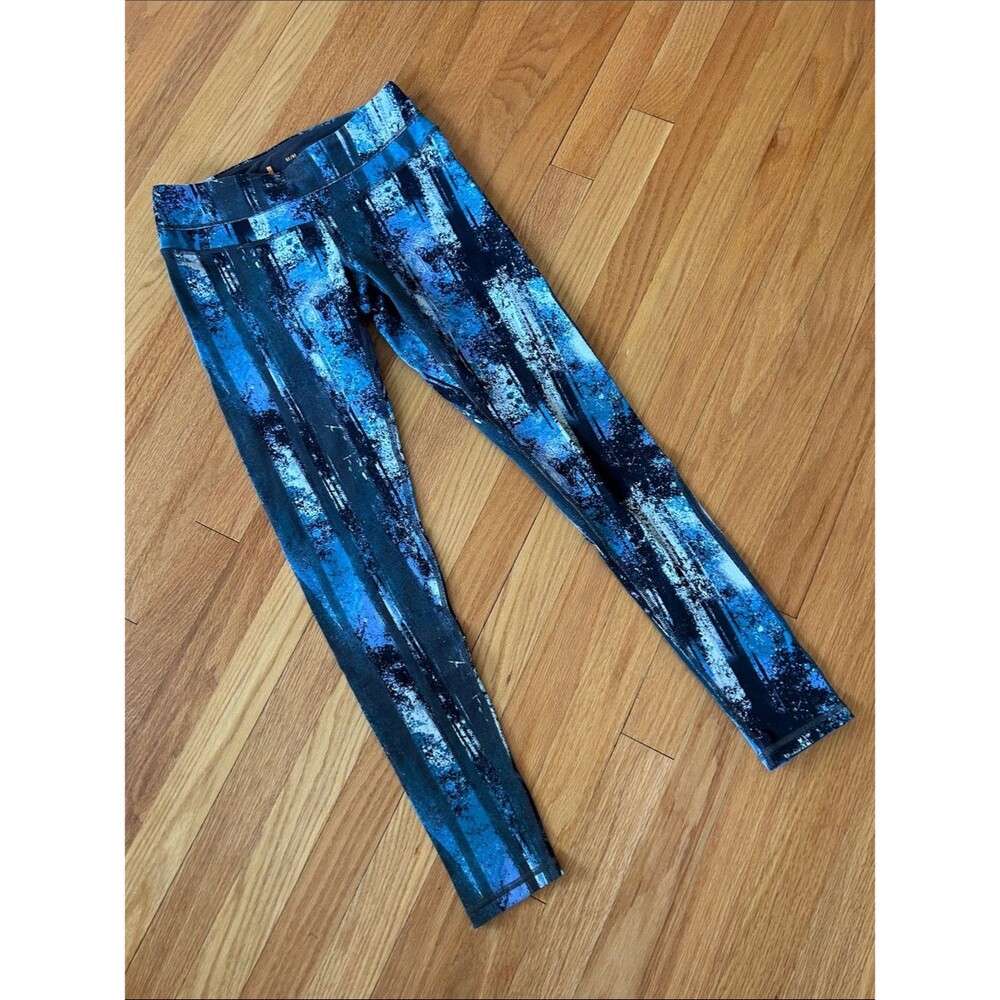 Lucy Studio Hatha Leggings Blue Abstract Print High Rise Small